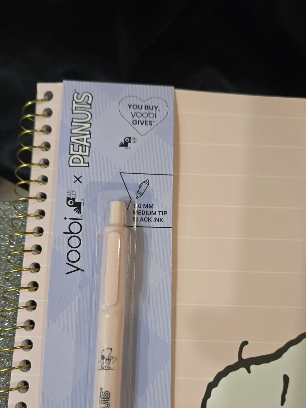 Yoobi X Peanuts Snoopy Spiral Notebook w/Pen